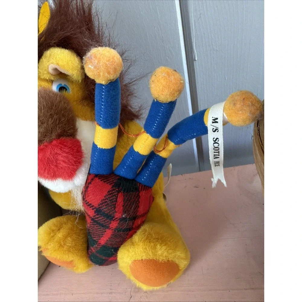 Vintage M/S Scotia Prince Cruise Ferry Lion Mascot Stuffed Bagpipes Souvenir